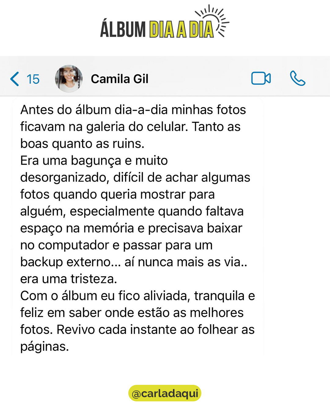 Depoimento de Camila sobre o Álbum Dia a Dia, parte 1