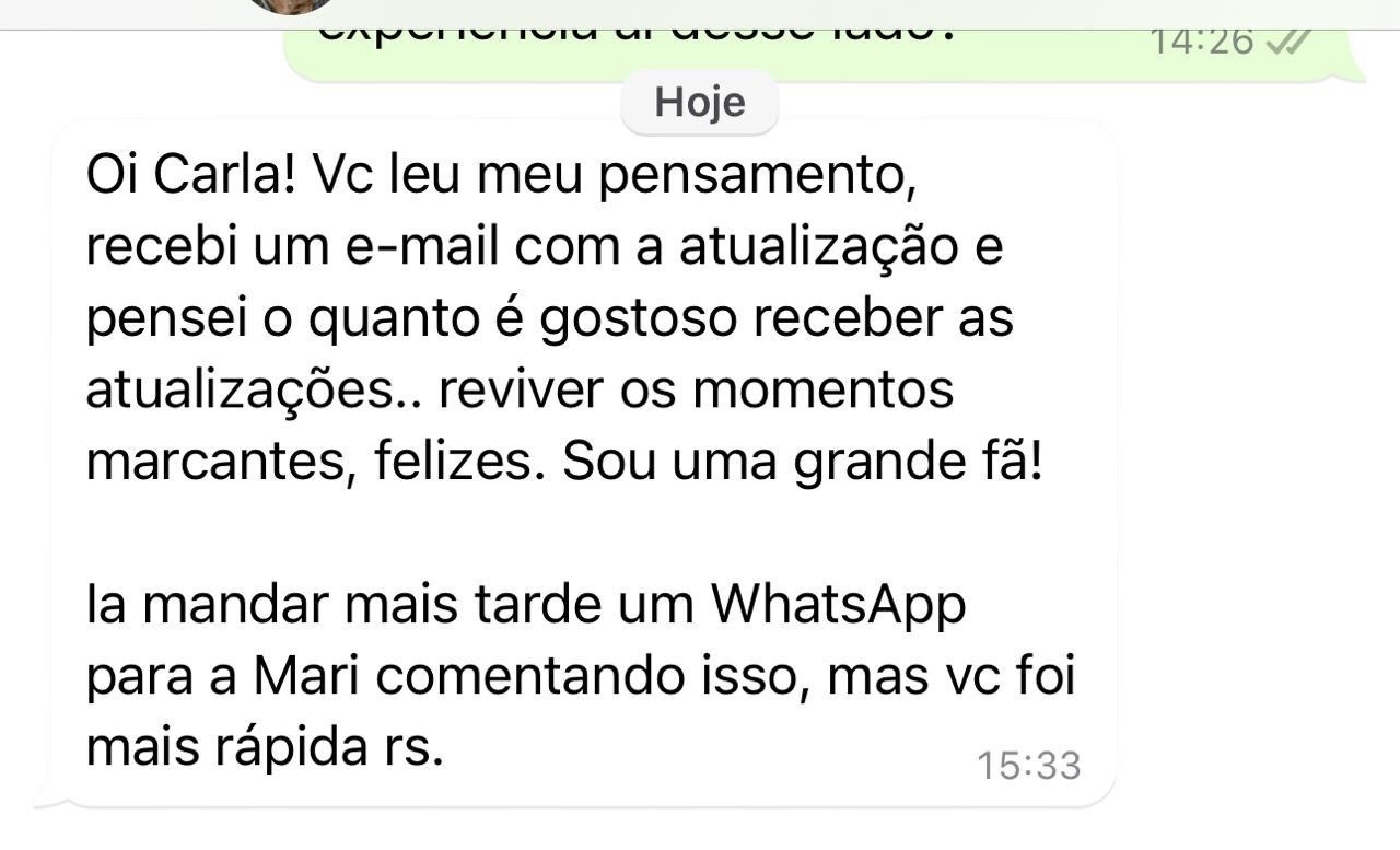 Mensagem de cliente sobre o Álbum Dia a Dia 5