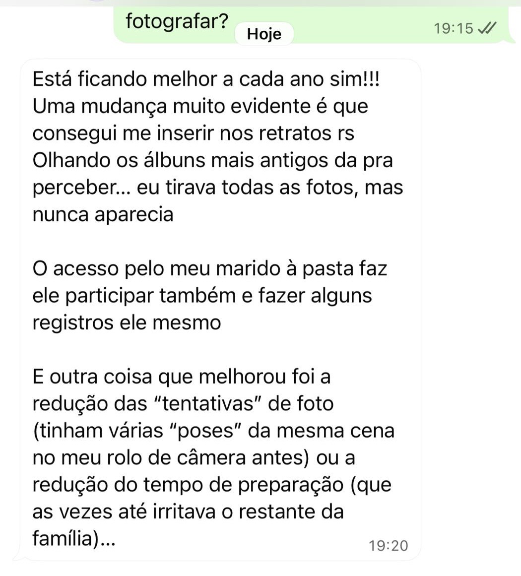 Mensagem de cliente sobre o Álbum Dia a Dia 8