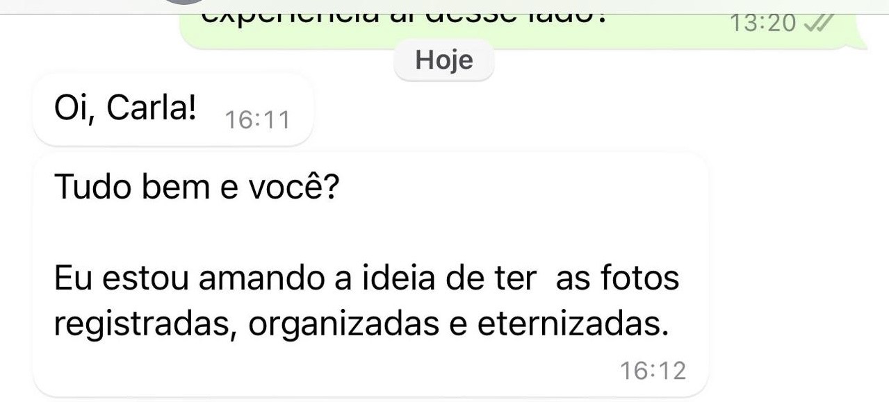 Mensagem de cliente sobre o Álbum Dia a Dia 9
